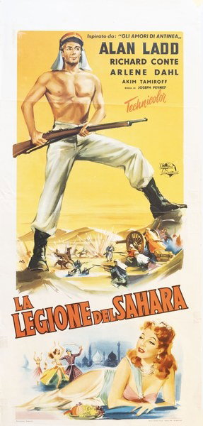 Locandina 2 for the film Desert Legion (1953), painted by Silvano Campeggi (Nano)