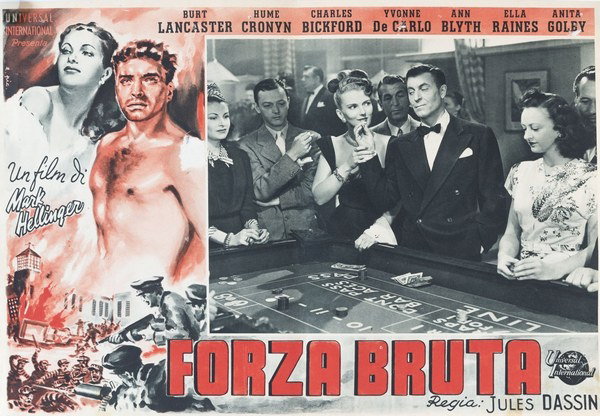 Lobby Card 5 for the film Forza bruta (1947), painted by E. Pic