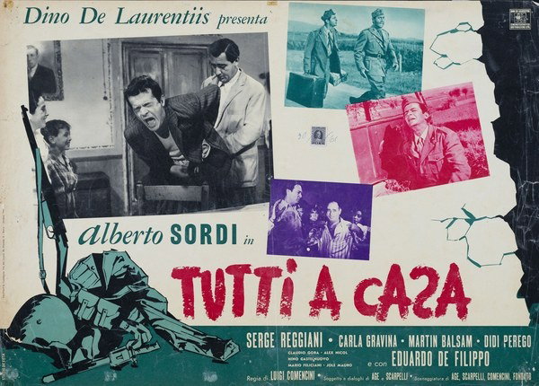 Fotobusta 3 per il film Tutti a casa (1960), dipinto da Enrico De Seta