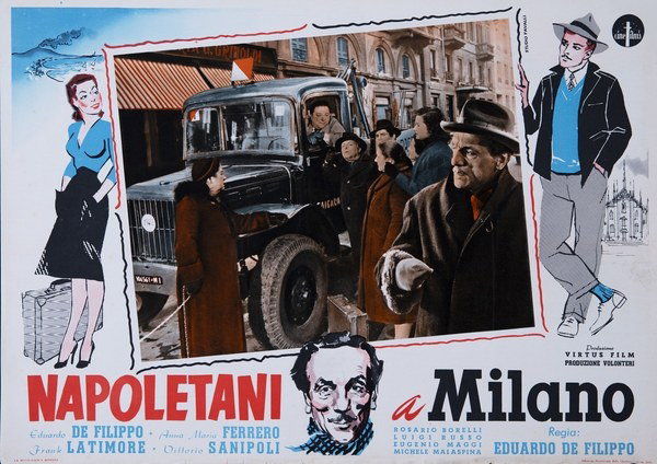 Fotobusta 8 per il film Napoletani a Milano (1953), dipinto da Studio Favalli