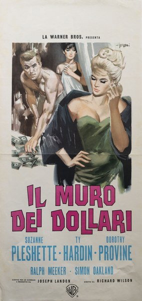 Locandina 2 per il film Il muro dei dollari (1963), dipinto da Sandro Simeoni (Symeoni)