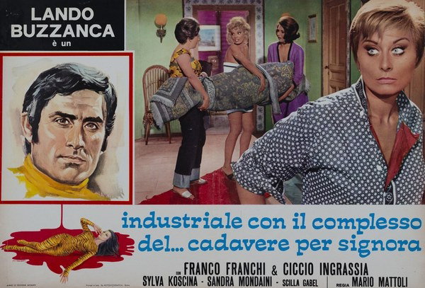 Fotobusta 3 per il film Cadavere per signora (1964), dipinto da Ezio Tarantelli