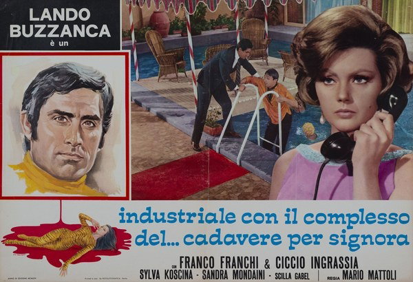 Fotobusta 4 per il film Cadavere per signora (1964), dipinto da Ezio Tarantelli