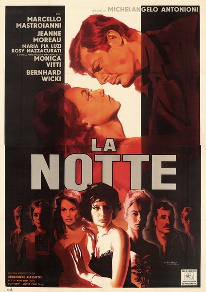 Manifesto 3 per il film La notte (1961), dipinto da Giuliano Nistri