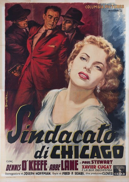 Manifesto 2 per il film Sindacato di Chicago (1955), dipinto da Anselmo Ballester