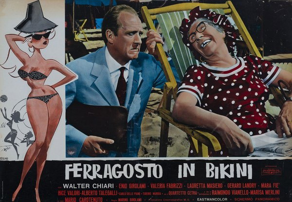 Fotobusta 3 per il film Ferragosto in Bikini (1960), dipinto da Roberto De Seta (Bob)