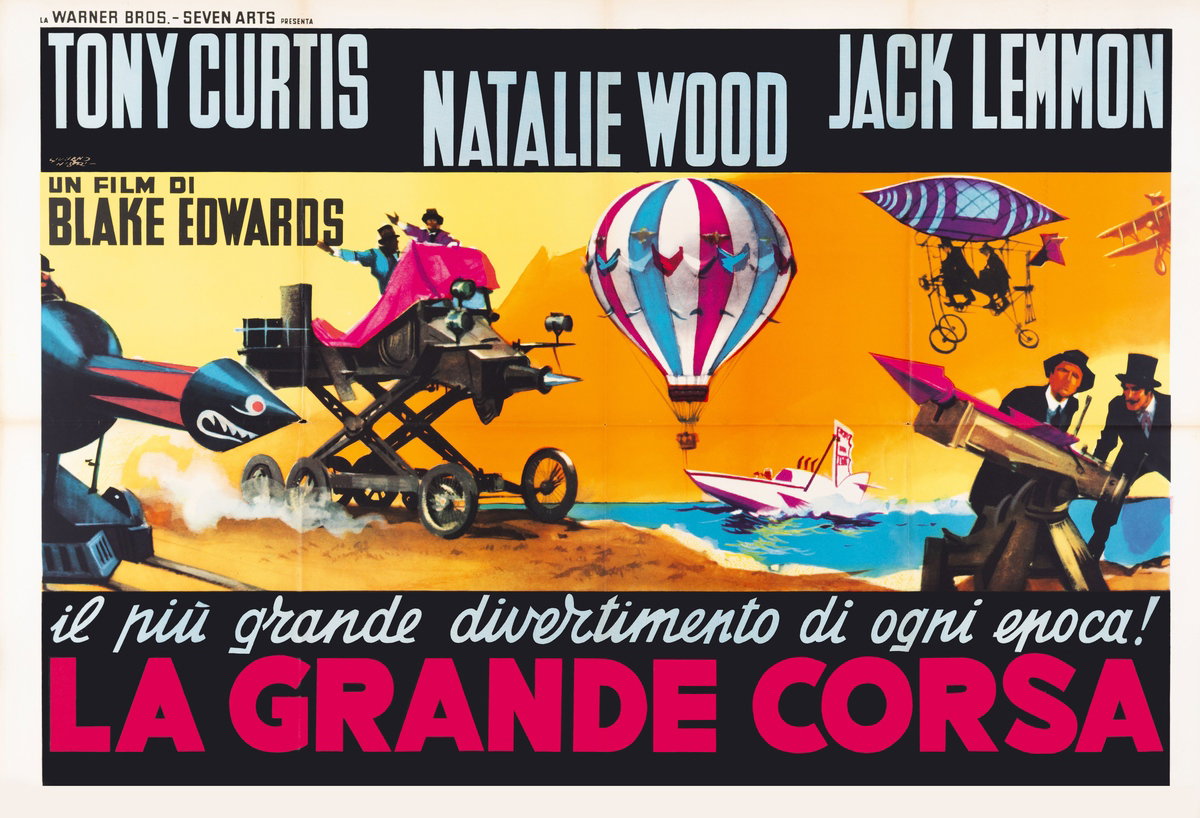 Manifesto 4 per il film La grande corsa (1965), dipinto da Giuliano Nistri