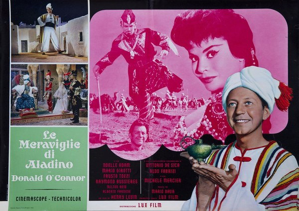 Lobby Card 9 for the film The Wonders of Aladdin (1961), painted by Studio Favalli