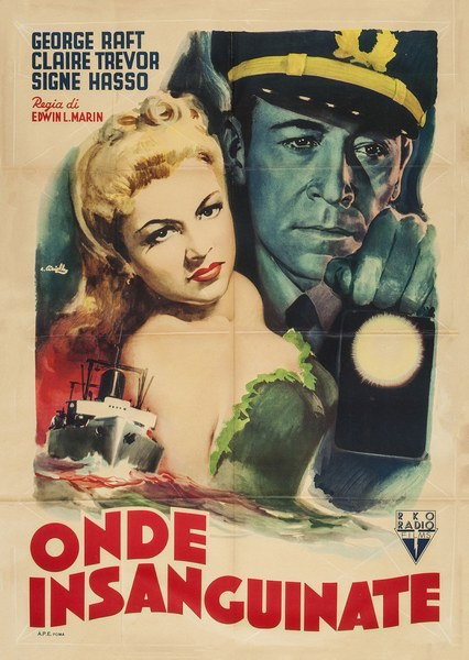 Manifesto 2 per il film Onde insanguinate (1945), dipinto da Averardo Ciriello