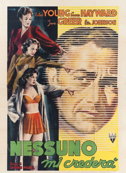 Manifesto 2 per il film Nessuno mi crederà (1947), dipinto da Averardo Ciriello