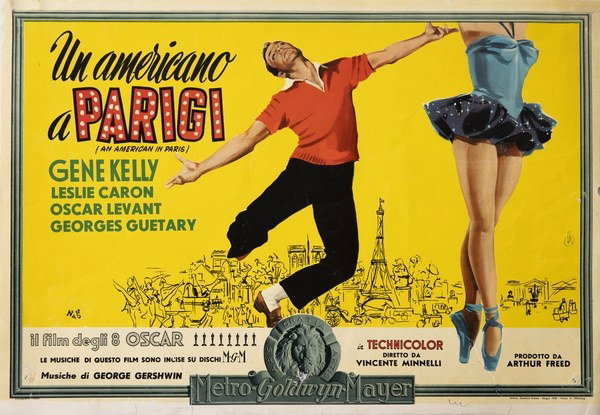 Fotobusta 5 per il film Un americano a Parigi (1951), dipinto da Silvano Campeggi (Nano)
