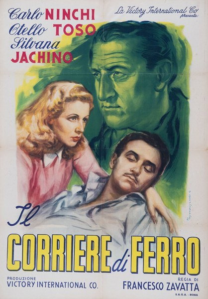 Poster 1 for the film Il corriere di ferro (1946), painted by Roberto Mancinelli